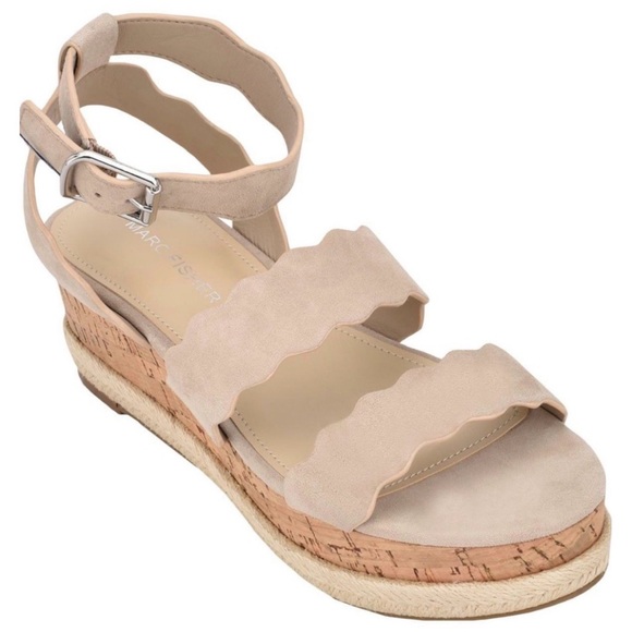 Marc Fisher Shoes - Marc Fisher Fayme Suede Ankle Strap Scalloped Platform Sandals Size 9.5